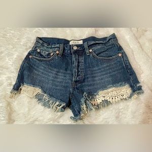 Free People Distressed Denim Shorts EUC